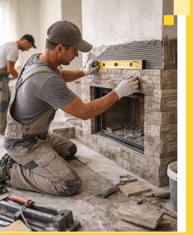 Облицовка каминов в Нижнем Новгороде, монтаж и отделка натуральным камнем