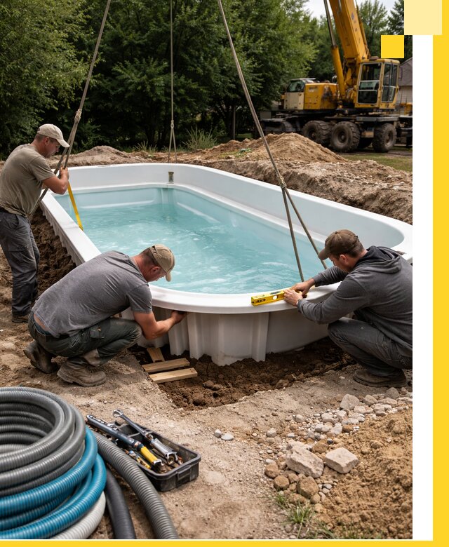 Установка и монтаж композитных бассейнов под ключ в Нижнем Новгороде