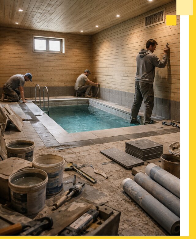 Строительство бани с бассейном и сауной под ключ в Нижнем Новгороде