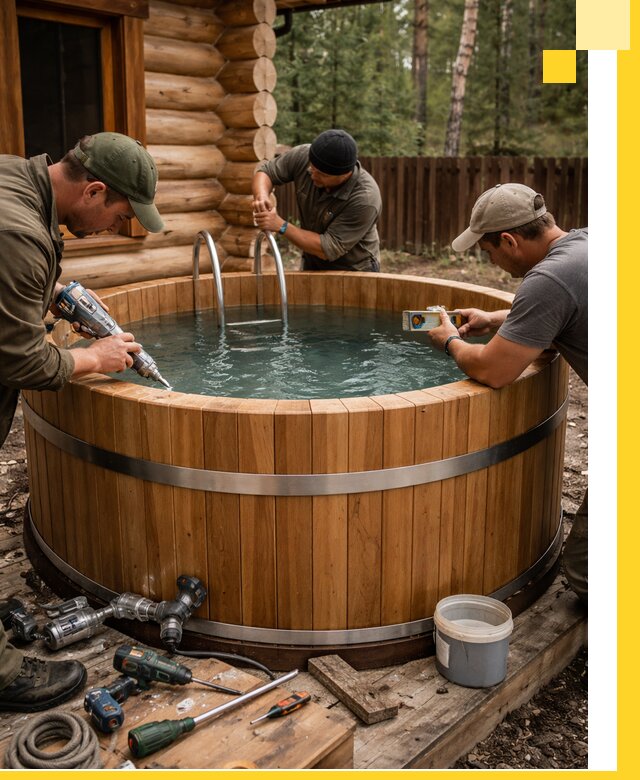 Строительство бань с купелью под ключ и отделкой в Нижнем Новгороде