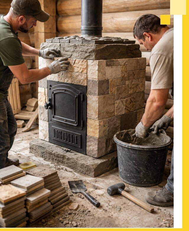 Облицовка банной печи под ключ в Нижнем Новгороде: камень и плитка