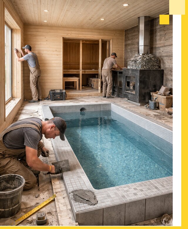 Проект бани с бассейном и сауной в Нижнем Новгороде под ключ