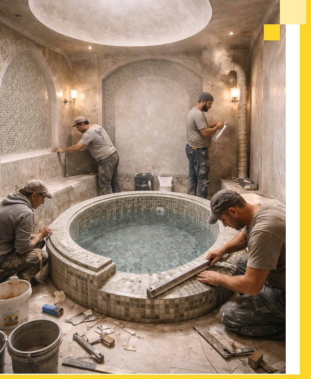 Профессиональное строительство хамама с бассейном в Нижнем Новгороде под ключ