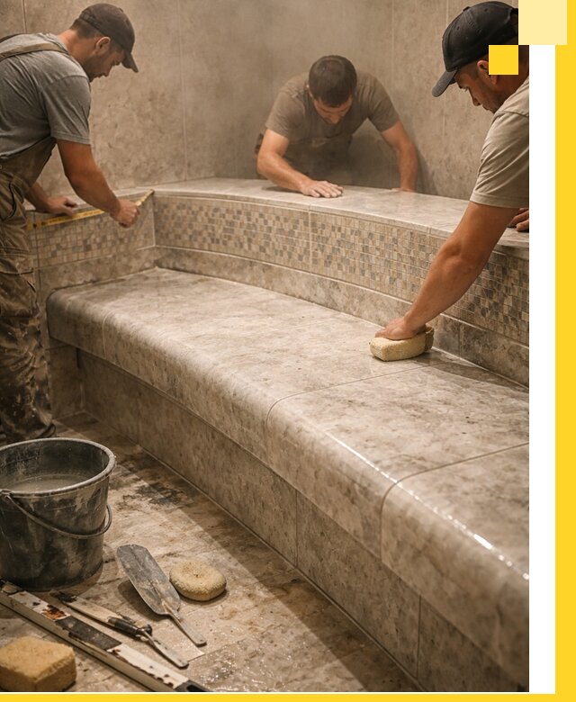 Изготовление и установка сидений для хамама в Нижнем Новгороде